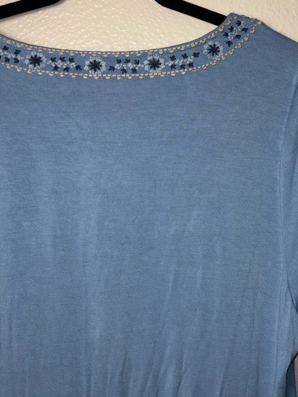 Soft surroundings embroidered long sleeve top with tassels -Blue Women's Medium - Picture 12 of 15